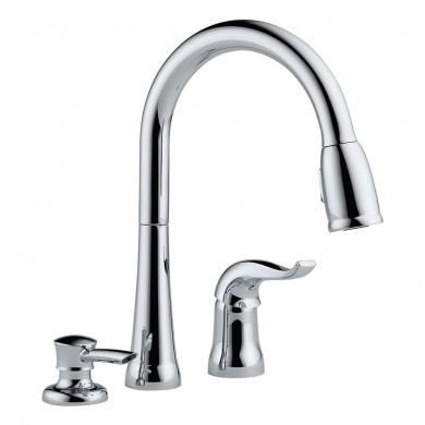 Delta 16970-SD-DST Single Handle Pull-Down Kitchen Faucet with Soap Dispenser - Chrome