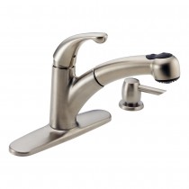 Delta 467-SSSD-DST Palo Single Handle Pull-Out Kitchen Faucet with Soap Dispenser - Stainless