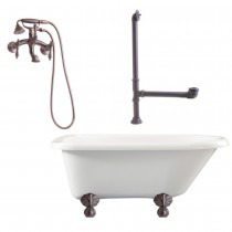 Giagni LA1-ORB Augusta 54 Inch Roll Top Tub Kit White, with Ball & Claw Feet, Drain, and Wall Mount Faucet - Oil Rubbed Bronze